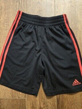 adidas Black Athletic Shorts with Red Side Stripes